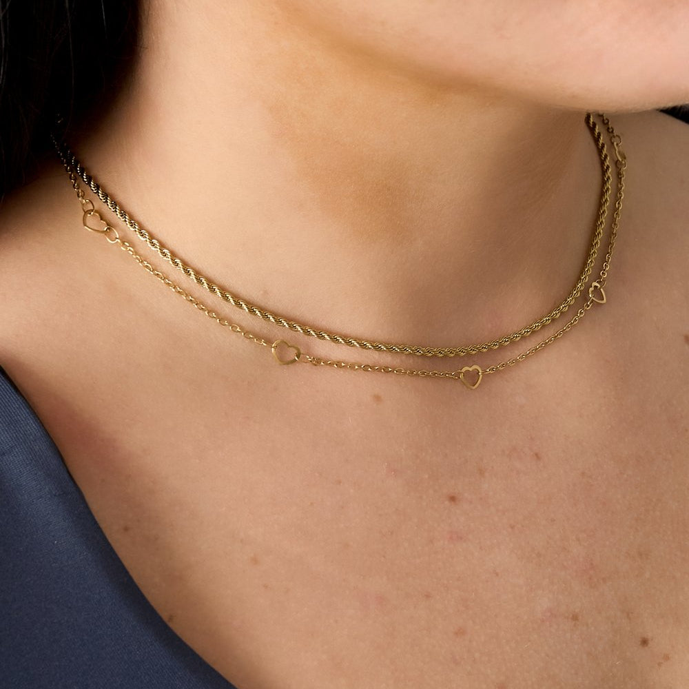 Amélie Hearts Ketting - Goud & Zilver