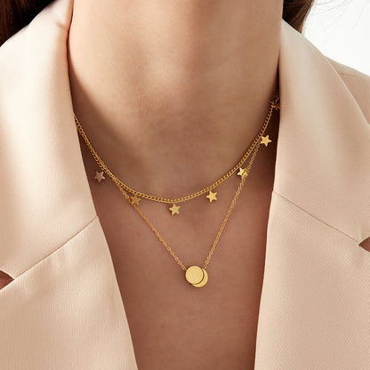 Moon & Star Ketting - Goud & Zilver