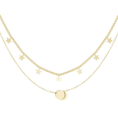 Moon & Star Ketting - Goud & Zilver