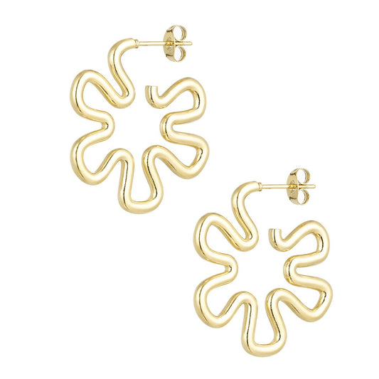Bloom Wave Oorbellen – Goud