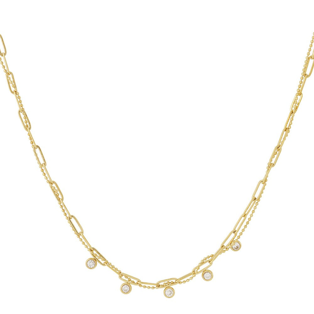 Elodie Layered Crystal Ketting - Goud & Zilver