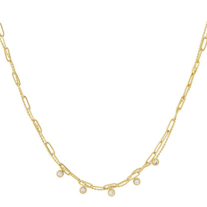 Elodie Layered Crystal Ketting - Goud & Zilver