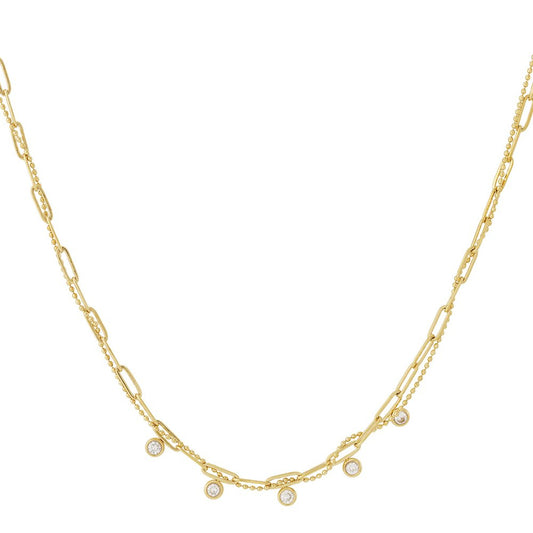 Elodie Layered Crystal Ketting - Goud & Zilver