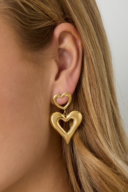 Double Love Oorbellen – Goud & Zilver