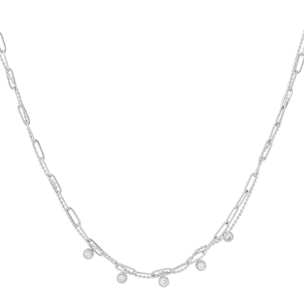 Elodie Layered Crystal Ketting - Goud & Zilver